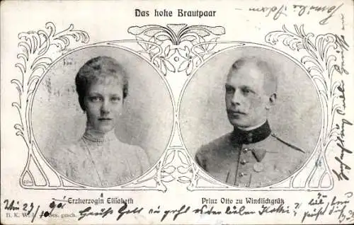 Ak Das hohe Brautpaar, Erzherzogin Elifabeth, Prinz Otto zu Windisch-Graetz