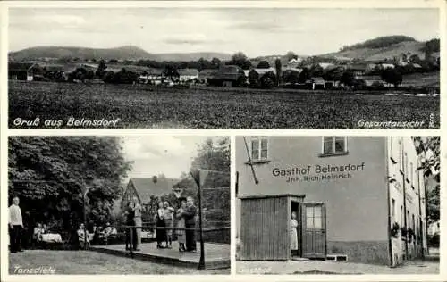 Ak Belmsdorf Bischofswerda in Sachsen, Panorama, Gasthof Rich. Heinrich, Tanzdiele