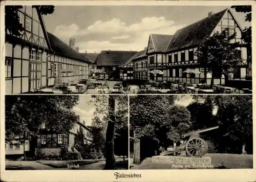 Ak Fallersleben Wolfsburg, Schloss, Schlossplatz,  Gaststätte, Geburtshaus Hoffmann von Fallersleben