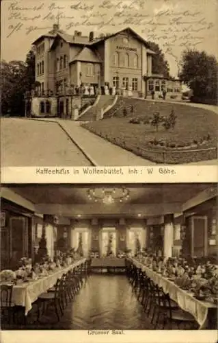 Ak Wolfenbüttel in Niedersachsen, Kaffeehaus, Großes Saal, W. Göhe, Gartenanlage,  Architektur