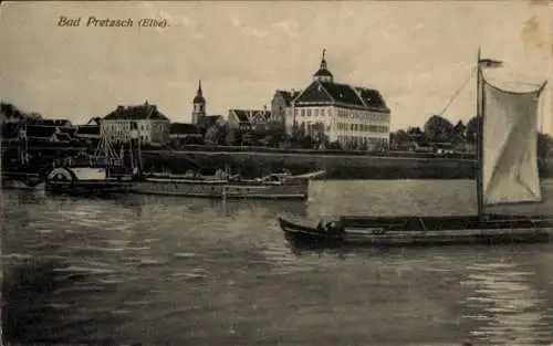 Ak Pretzsch an der Elbe Bad Schmiedeberg, Dampfer, Boot