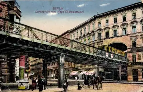 Ak Berlin Schöneberg, Bülowstraße, Hausdurchfahrt der Hochbahn