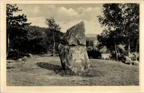 Ak Kreckwitz Kubschütz in Sachsen, Denkstein, Gedenkstein, Jahr 1813, Banner, Natur