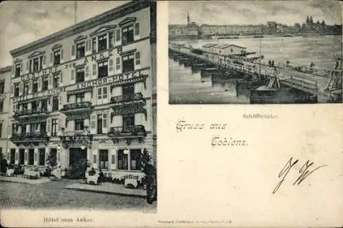 Ak Koblenz am Rhein, Schiffbrücke, Hotel zum Anker