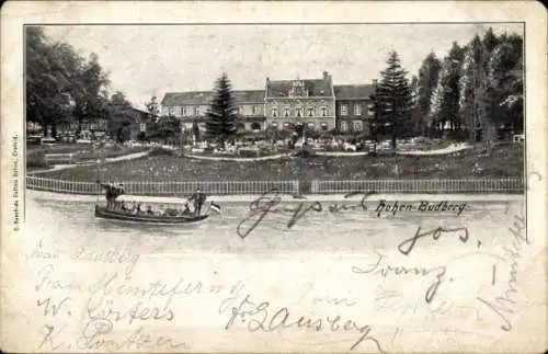 Ak Hohen Budberg Rheinberg am Niederrhein, Schloss, Boot