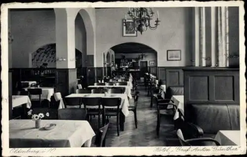 Ak Oldenburg in Holstein, Hotel Graf Anton Günther, Restaurant, Innenaufnahme, Tischdekoration