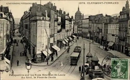 Ak Clermont Ferrand Puy de Dôme, Straßenansicht, Tram