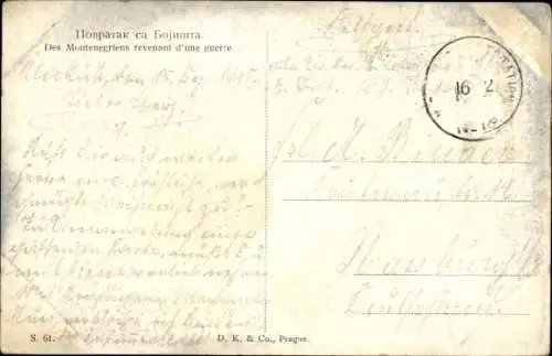 Künstler CPA Des Montenegriens revenant d'une guerre