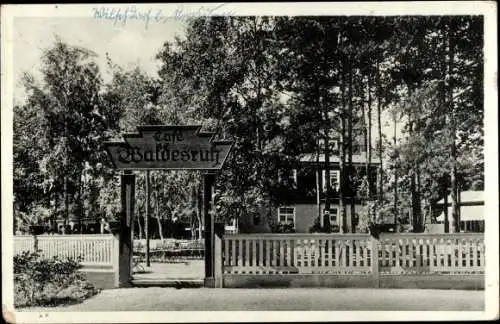 Ak Dresden Wilschdorf, Cafe Waldesruh, Inh. M. Schmiedgen, Eingang zum Garten
