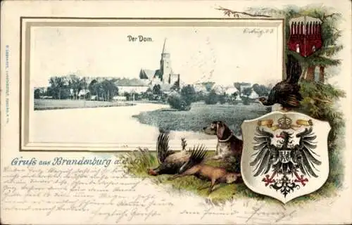 Präge Passepartout Wappen Ak Brandenburg an der Havel, Dom