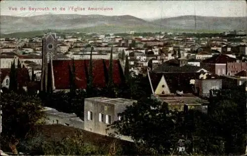 CPA Beyrouth Liban, Vue de Beyrouth et de l'Eglise Americaine