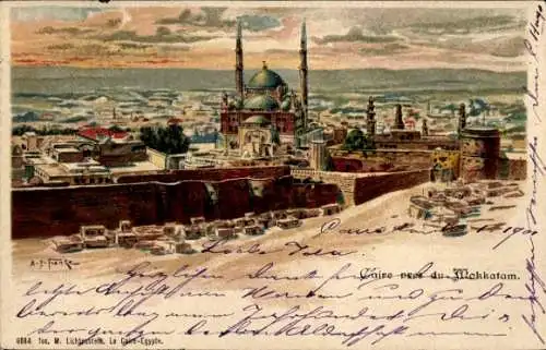 Ak Cairo Kairo Ägypten, Ansicht des Mokhatam, Gebäude und Moscheen, Stadtlandschaft,