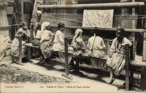 Ak Scenes et Types, Ecole de Tapis Arabe, Teppichweber, Maghreb