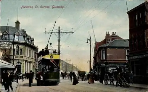 Ak Grimsby Lincolnshire England, Freeman Street Corner