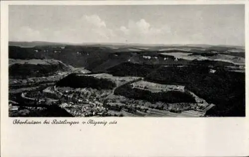 Ak Reutlingen in Württemberg, Luftaufnahme, Oberhausen, bei  Landschaft, Hügel
