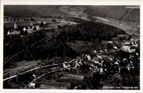 Ak Stühlingen im Schwarzwald Baden, Luftaufnahme von  Wälder, Felder, Flüsse, Bauwerke