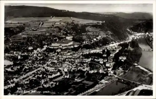 Ak Bad Ems an der Lahn, Luftaufnahme von  Stadtansicht, Flussansicht