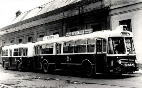 Foto Mulhouse Mülhausen Elsass Haut Rhin, Autobus mit Anhänger, Reklame Solpa, Lichtenauer