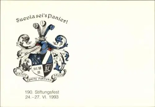 Studentika Ak Wappen einer Studentenverbindung, 190. Stiftungsfest 1993
