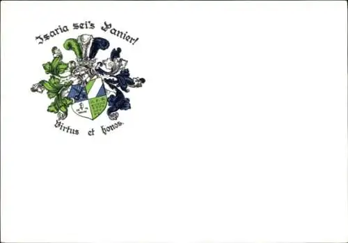 Studentika Ak Wappen einer Studentenverbindung, Isaria sei's Panier