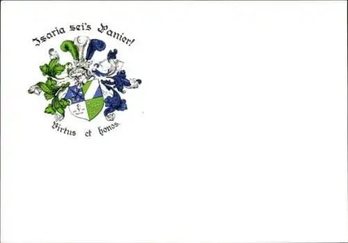 Studentika Ak Wappen einer Studentenverbindung, Isaria sei's Panier