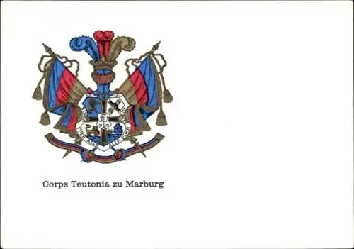 Studentika Ak Marburg an der Lahn, Corps Teutonia, Wappen einer Studentenverbindung