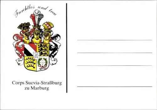 Studentika Ak Marburg an der Lahn, Corps Suevia-Straßburg, Wappen einer Studentenverbindung