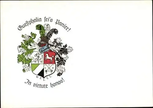 Studentika Ak Marburg an der Lahn, Corps Guestphalia, Wappen einer Studentenverbindung