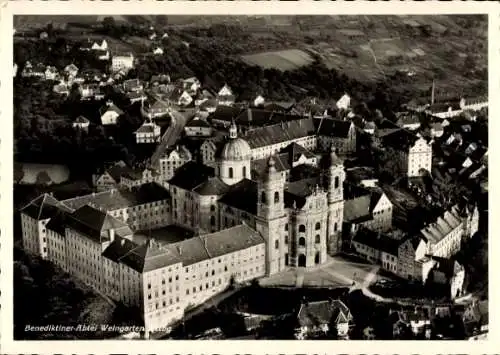 Ak Weingarten in der Pfalz, Luftaufnahme der Benediktinerabtei