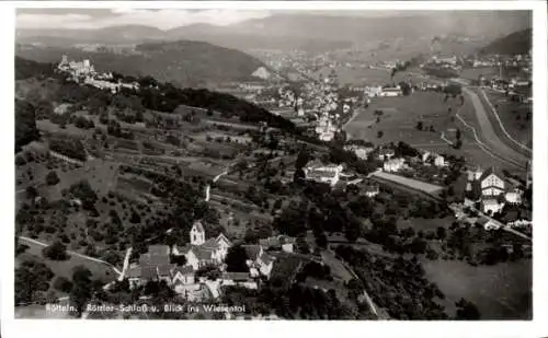 Ak Rötteln Lörrach in Baden Württemberg, Blick auf den Ort mit Umgebung, Schloss, Wiesental