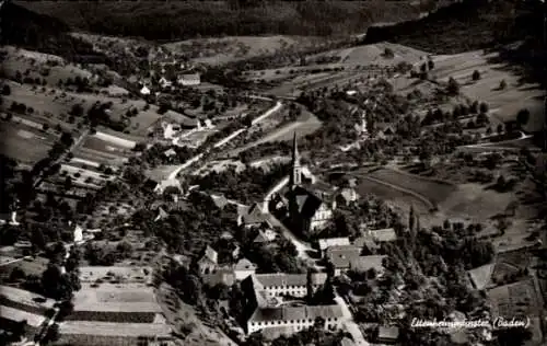 Ak Ettenheimmünster Ettenheim in Baden, Luftaufnahme von  Kirche sichtbar, ländliche Umgebung