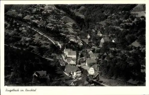 Ak Ringelbach Oberkirch im Renchtal Baden, Luftaufnahme von Ringelbach, Vordere Häuser, Naturland