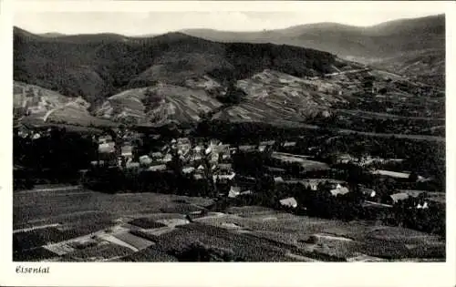 Ak Eisental Bühl in Baden Schwarzwald, Landschaftsaufnahme, Weinberge, kleine Ortschaft, Berge im