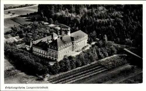 Ak Langensteinbach Karlsbad in Baden, Erholungsheim, Luftaufnahme, Natur, Weinreben