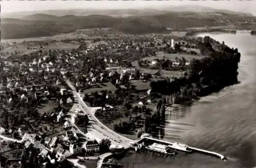 Ak Staad Konstanz am Bodensee, Luftaufnahme von Staad, Bodenseeufer, Blick über die Landschaft, r