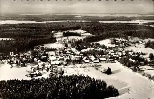 Ak Königsfeld im Schwarzwald Baden, Luftaufnahme, verschneite Landschaft, Häuser, Wald