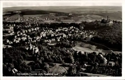 Ak Königstein im Taunus, Luftaufnahme von Königstein, Burgen, Häuser, Landschaft