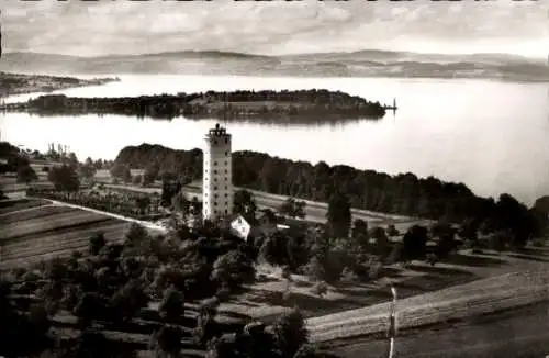 Ak Konstanz am Bodensee, Aussichtsturm, Jugendherberge, Blick auf die Insel Mainau, Bodensee