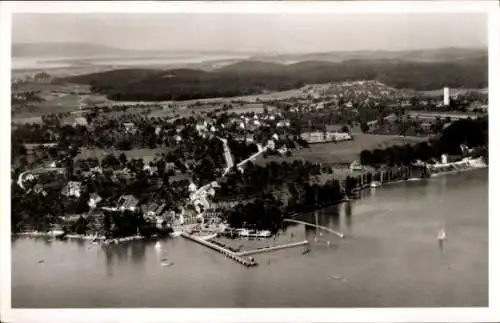 Ak Staad Konstanz am Bodensee, Luftaufnahme von  See, Boote, Landschaft, Häuser