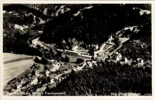Ak Hölle Naila in Oberfranken, Fliegeraufnahme, Blick ins Höllental