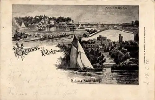 Litho Potsdam, Glienicker Brücke, Schloss Babelsberg