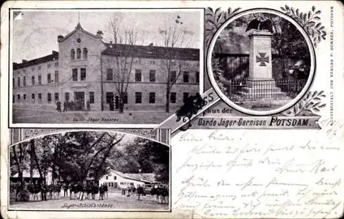 Ak Potsdam, Garde-Jäger-Kaserne, Elisabethstraße, Denkmal, Schießstände