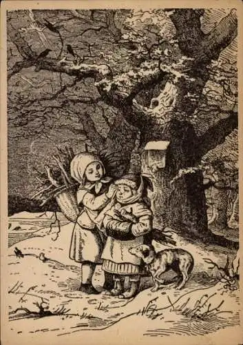 Künstler Ak Richter, Ludwig, Weine nur nicht Helmchen