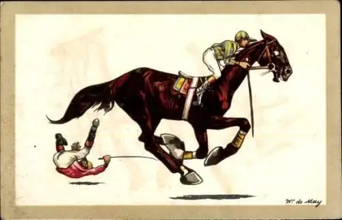 Künstler Ak de May, W., Pferd, Jockey