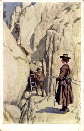 Ak Menschen beim Bergsteigen, Bergsteiger