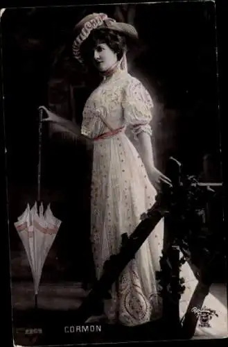 Ak Schauspielerin Nelly Cormon?, Porträt, Sonnenschirm