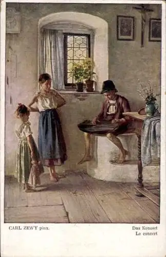 Künstler Ak Zewy, C., Konzert, Kinder, Zither