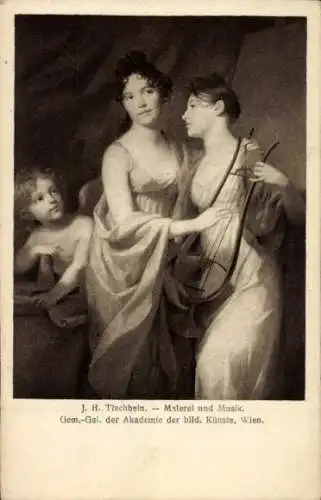 Künstler Ak Tischbein, J. H., Malerei und Musik, Zwei Frauen, Lyra