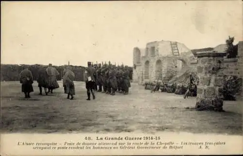 CPA La Grande Guerre 1914-1915, Alsace reconquise, Troupes francaises occupant ce poste