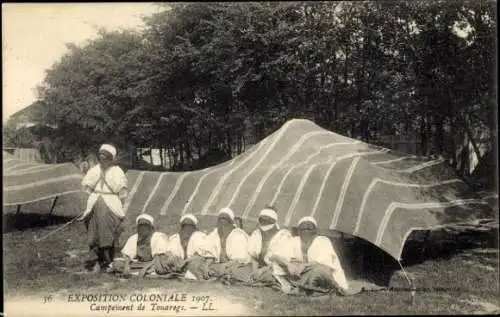 Ak Kolonialausstellung 1907, Tuareg-Lager